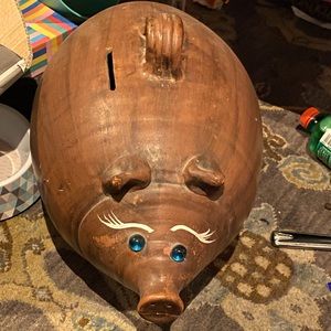 LARGE WOOD PIGGY BANK